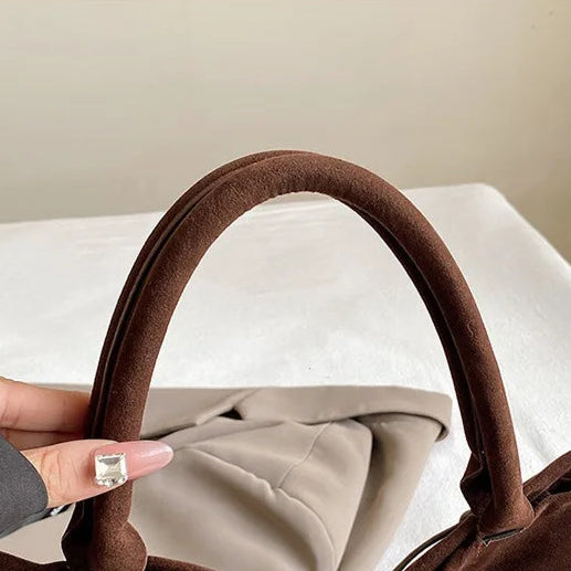 Vintage suede shopper tote bag