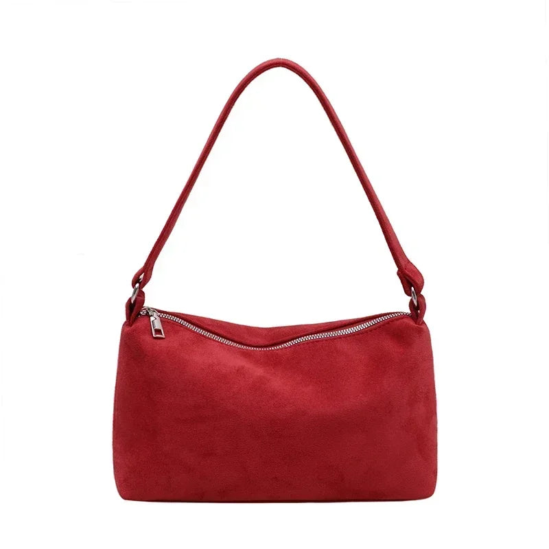 Structured suede shoulder bag