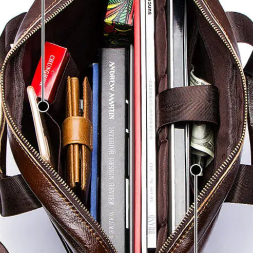 Classic leather laptop bag