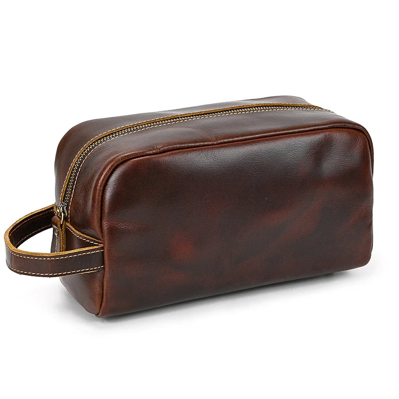 Leather grooming travel bag