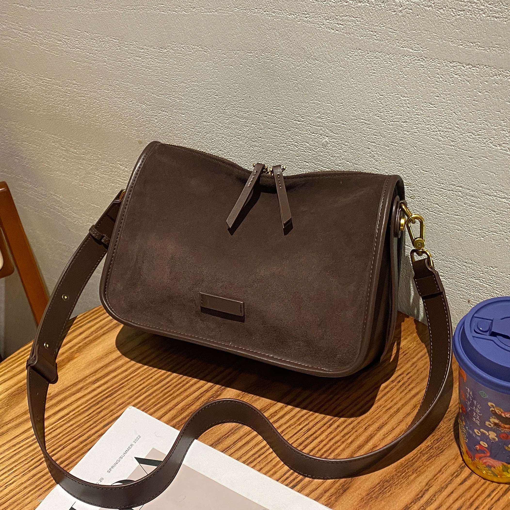 Everyday suede shoulder bag