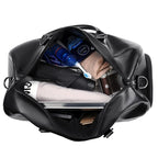 Travel-ready leather holdall