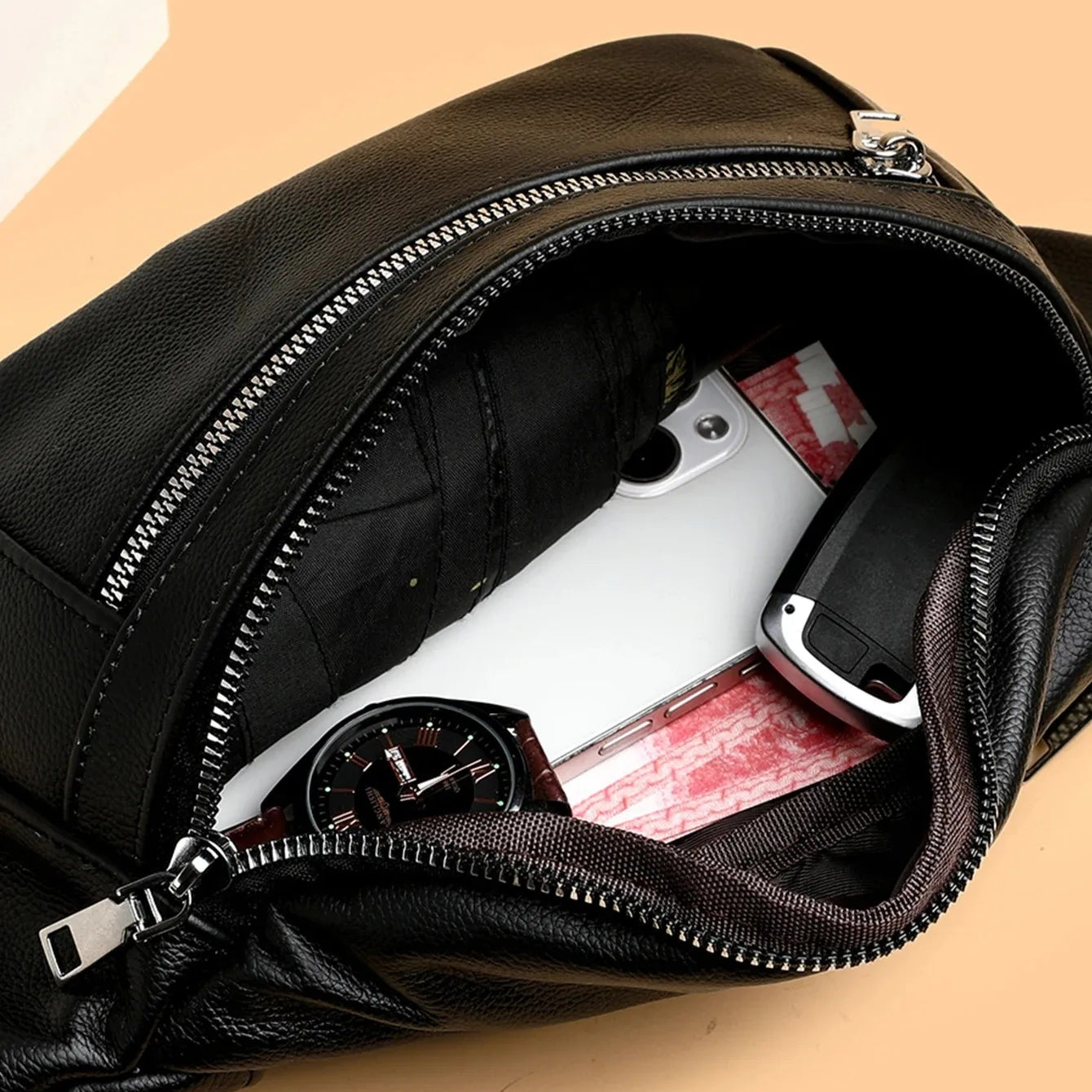 Soft leather crossbody bum bag