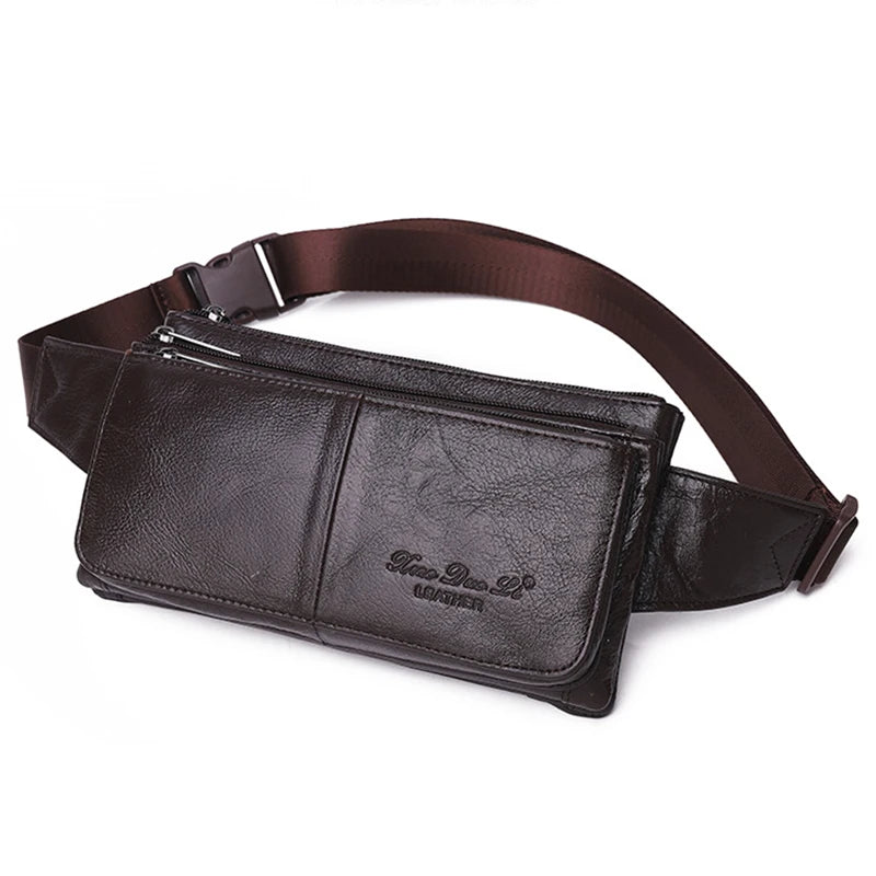 Wide-strap leather bum bag