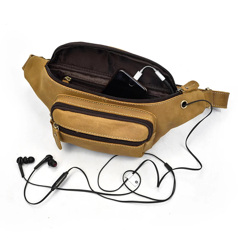 Classic leather bum bag for men