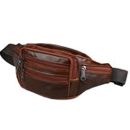 Multi-pocket leather waist bag