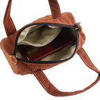 Corduroy purse with detachable shoulder strap