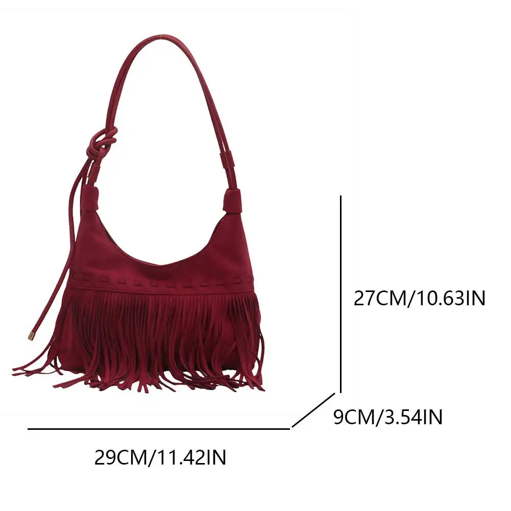 Fashion suede shoulder bag with curved shape