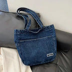 Denim tote bag with soft handles