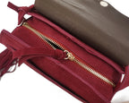 Fold-over suede shoulder bag