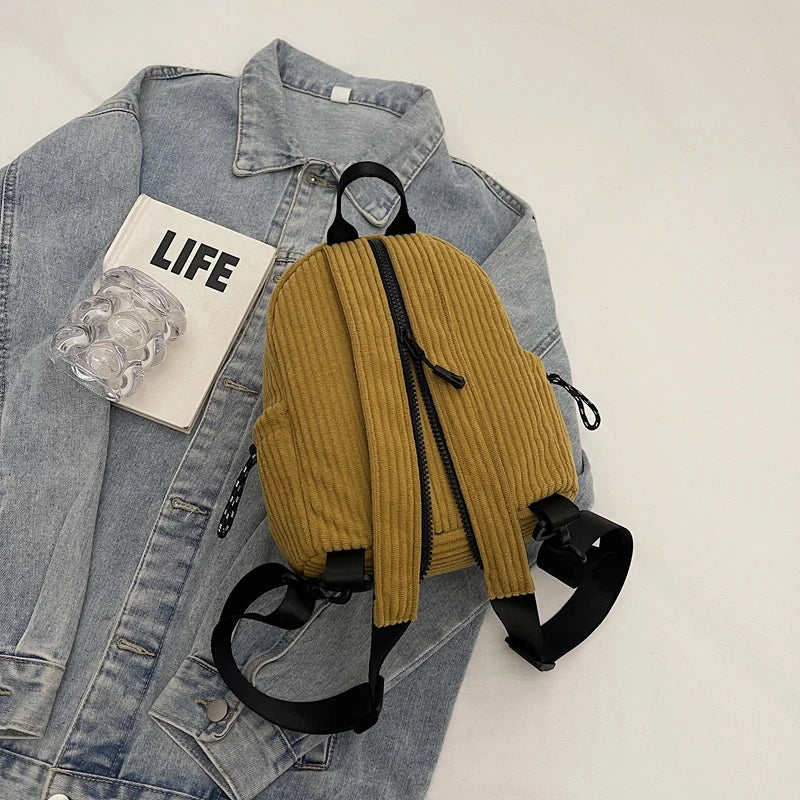 Small corduroy backpack