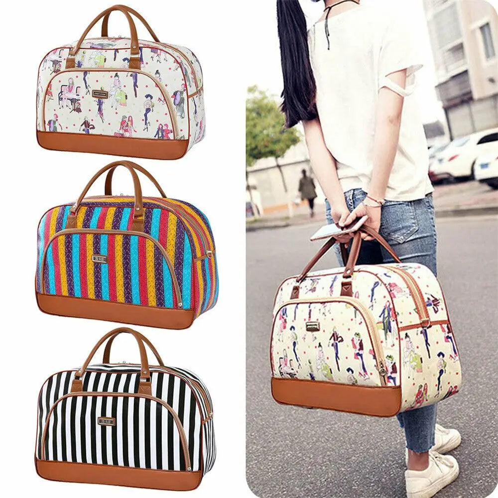 Elegant women's leather duffle bag