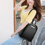 Leather mini knapsack for women