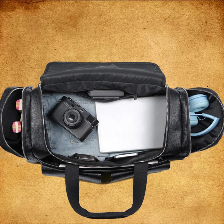 Urban leather holdall with top handles