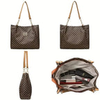 Shoulder leather tote bag with zipper