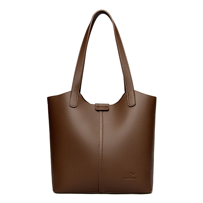 Structured leather tote bag