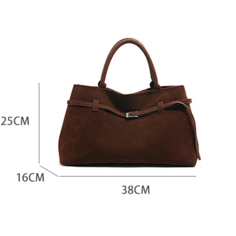 Vintage suede shopper tote bag