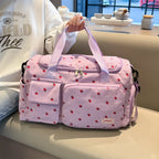 Corduroy travel toiletry bag with shoulder strap