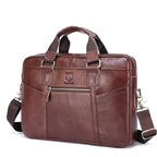 Leather laptop shoulder bag