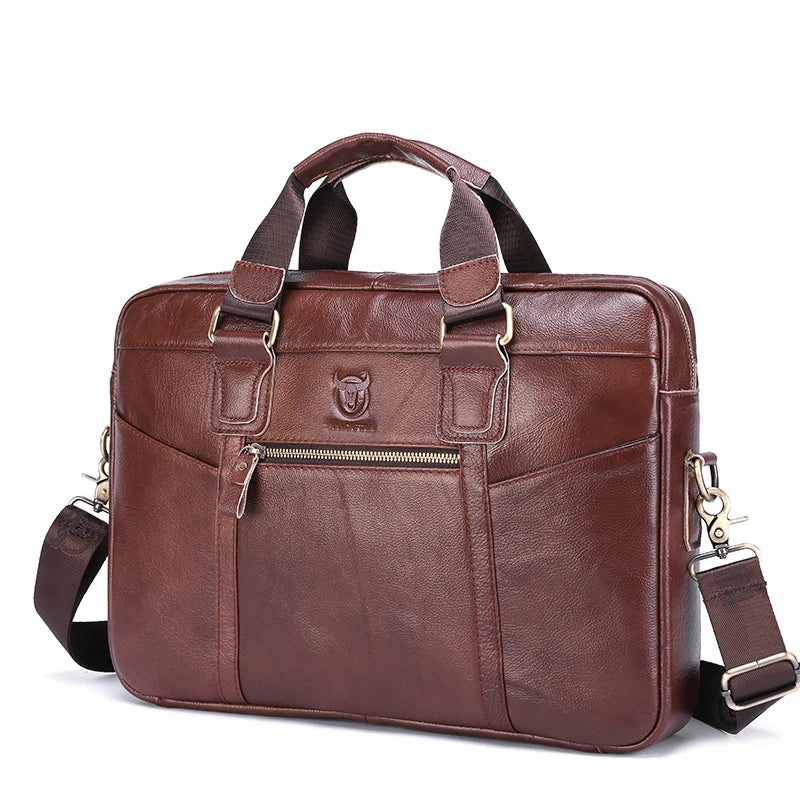 Leather laptop shoulder bag