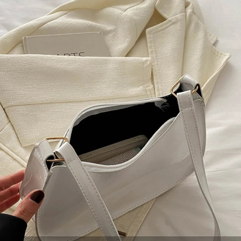 Shiny leather hobo bag