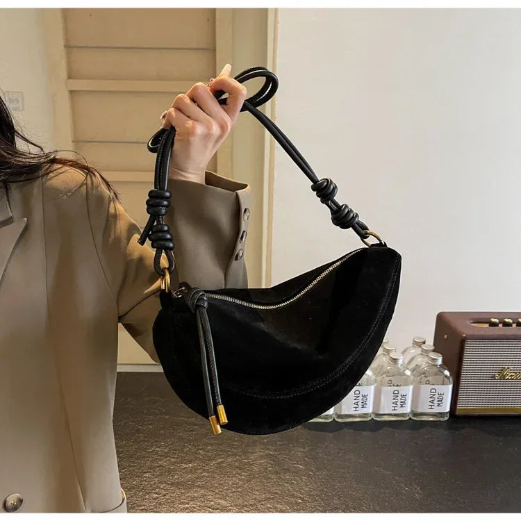 Large suede shoulder purse