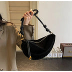 Large suede shoulder purse
