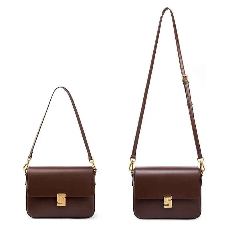 Retro style leather crossbody bag