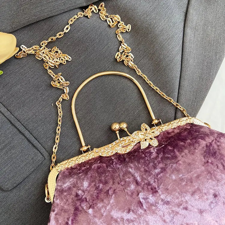 Corduroy evening clutch bag with wrist strap
