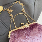 Corduroy evening clutch bag with wrist strap