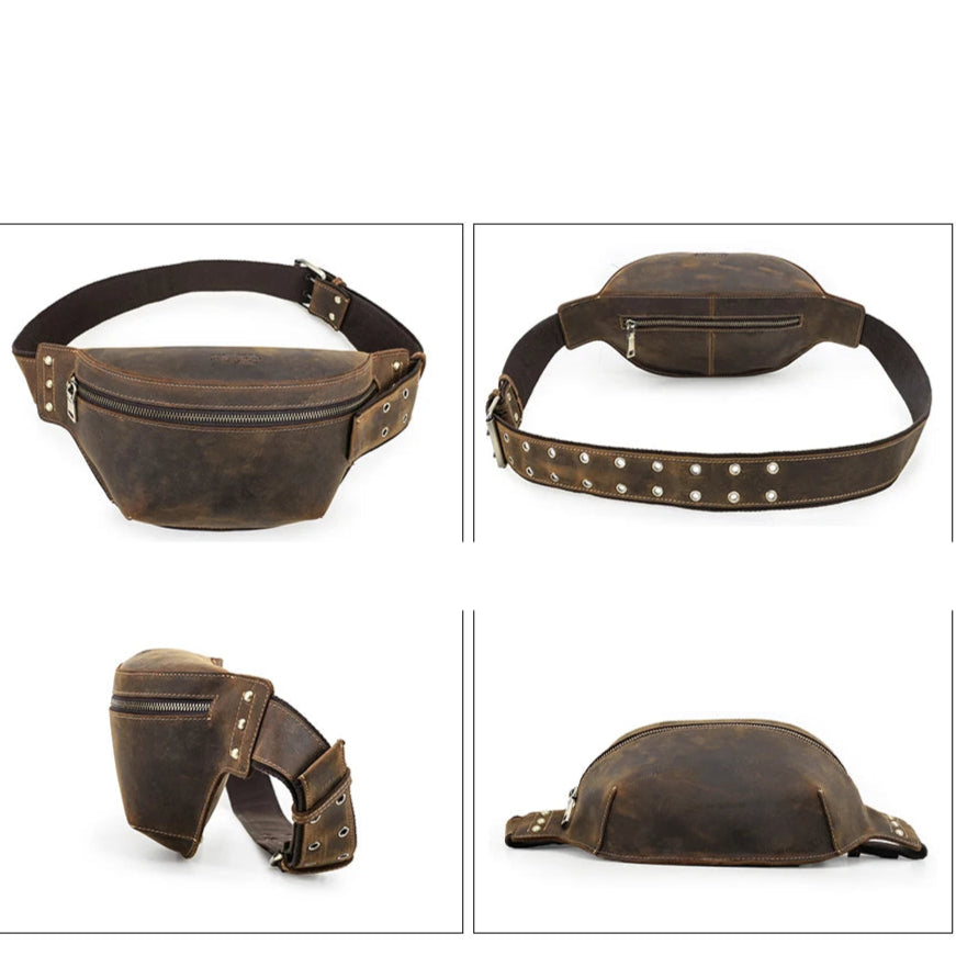 Structured leather waist bag