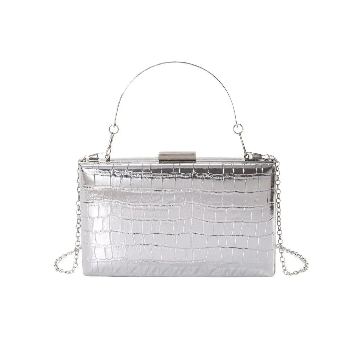 Leather handbag with structured silhouette