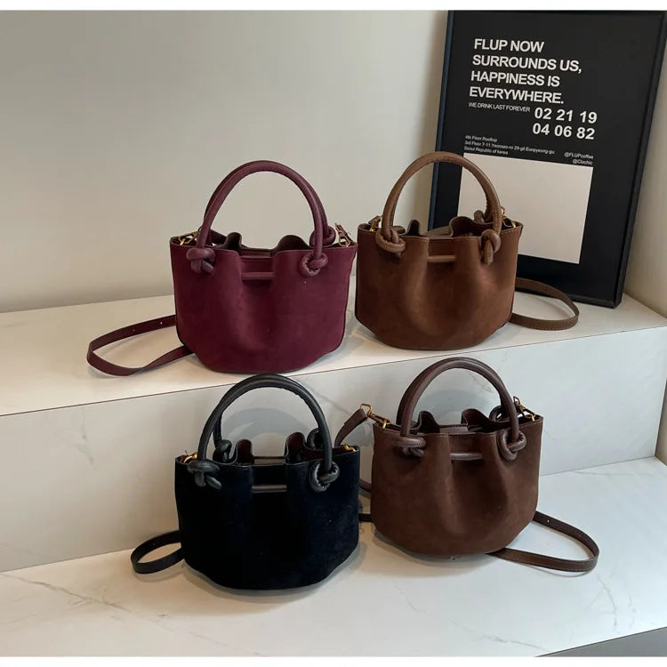 Everyday suede handbag with strap