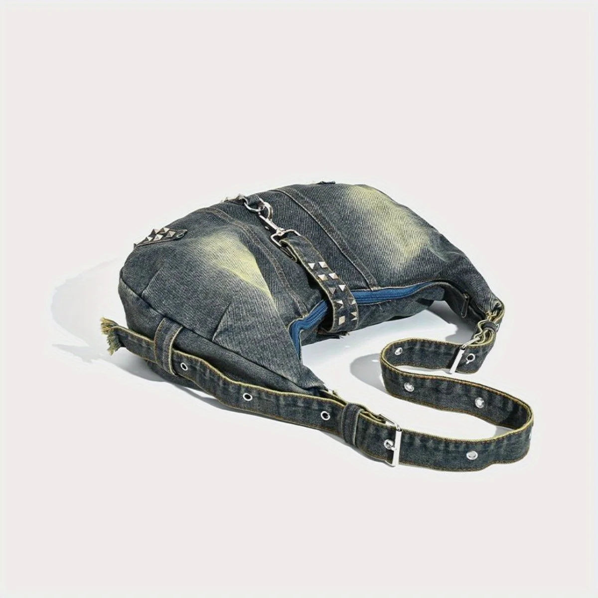 Stonewashed denim handbag with soft finish