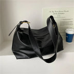 Large capacity leather hobo tote bag