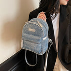 Women's small denim backpack