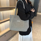 Large capacity corduroy shoulder tote bag