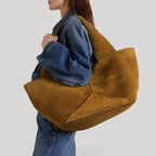 Large suede shopper handbag