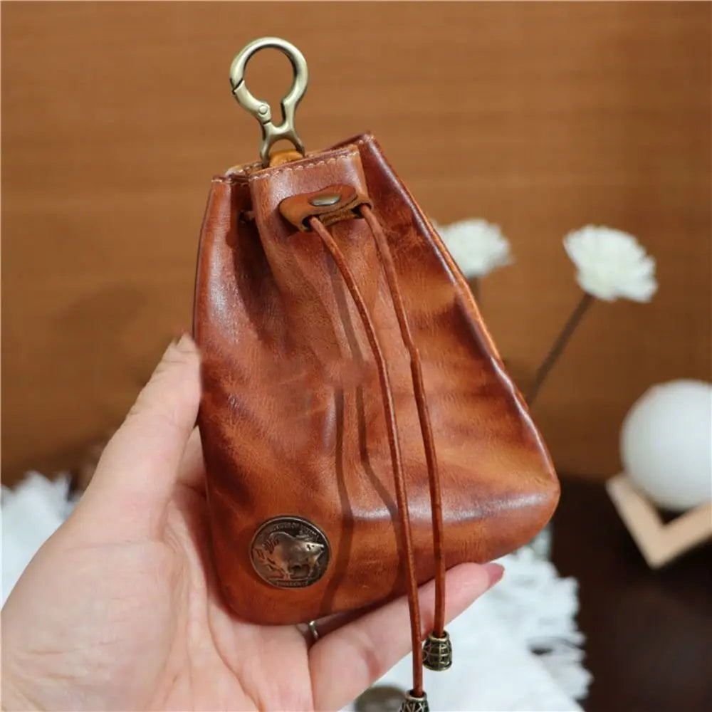 Soft leather drawstring pouch
