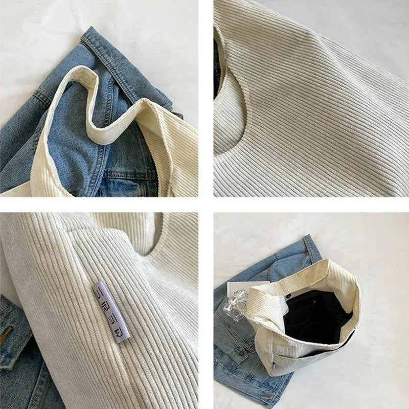 Women’s casual corduroy shoulder tote bag
