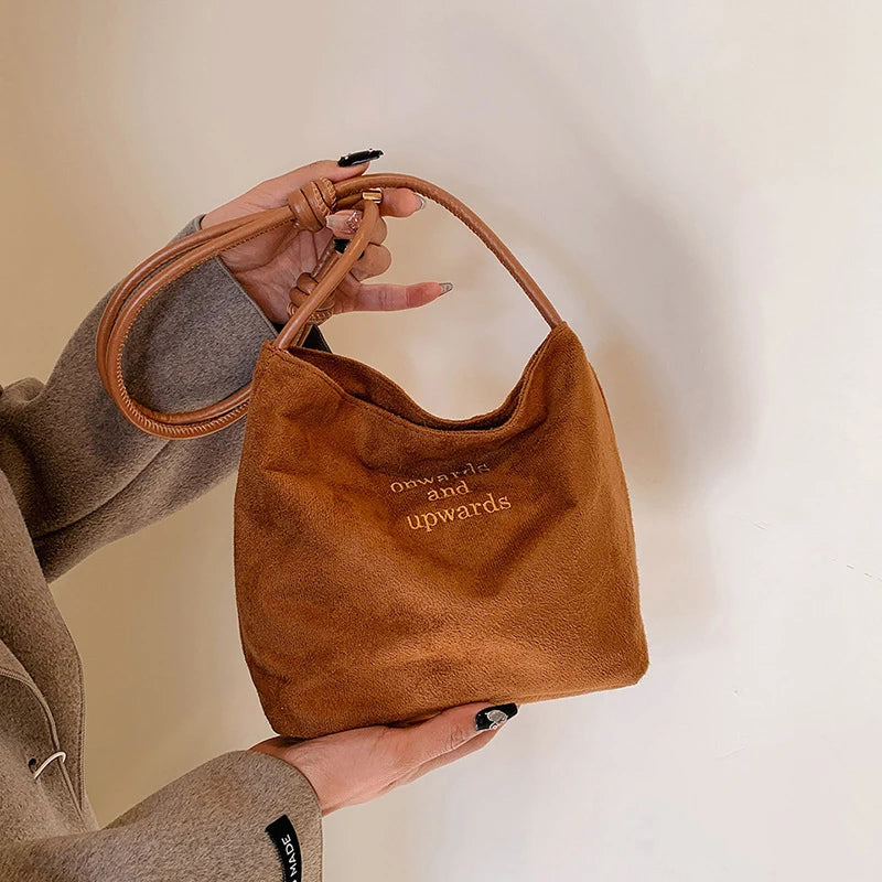Casual suede shoulder bag for city walks