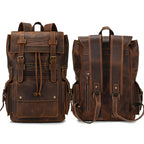 Multi-compartment leather rucksack