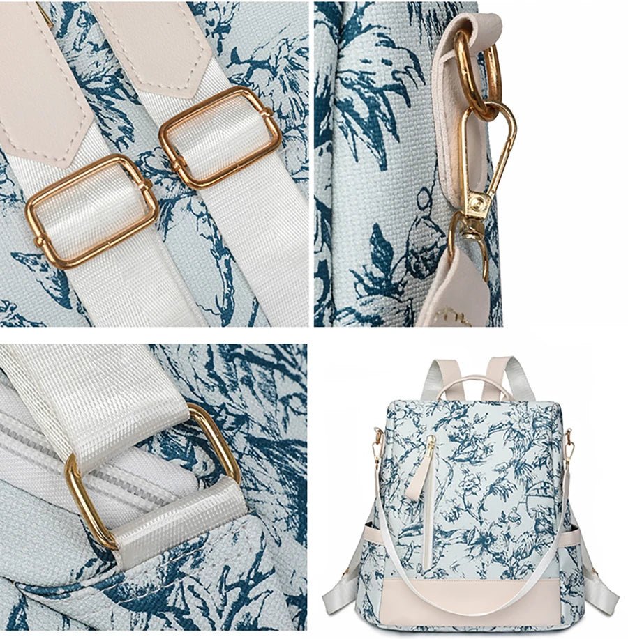 Women’s anti-theft leather knapsack