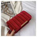 Luxury corduroy handbag with gold chain strap