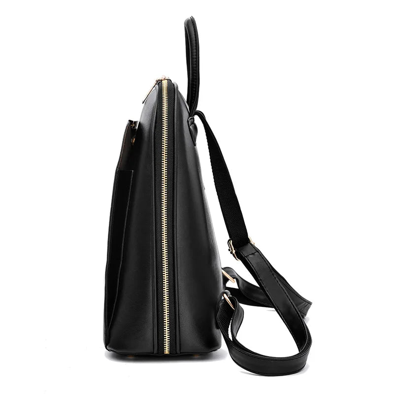 Leather mini knapsack for women