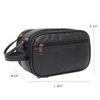 Fold-out leather travel toiletry bag
