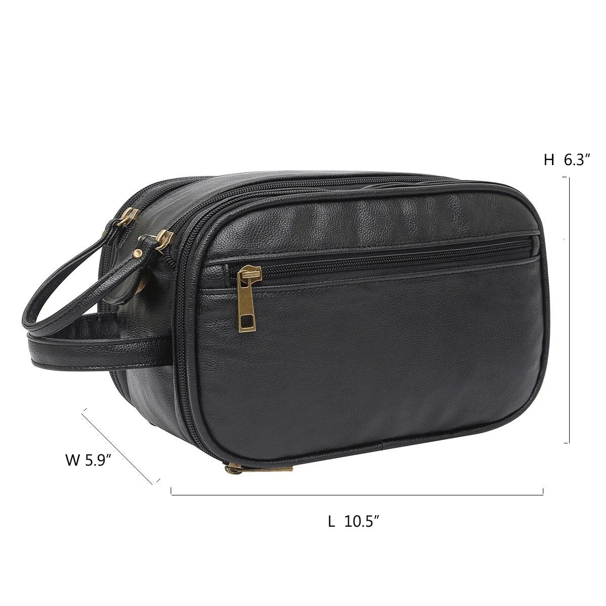 Fold-out leather travel toiletry bag