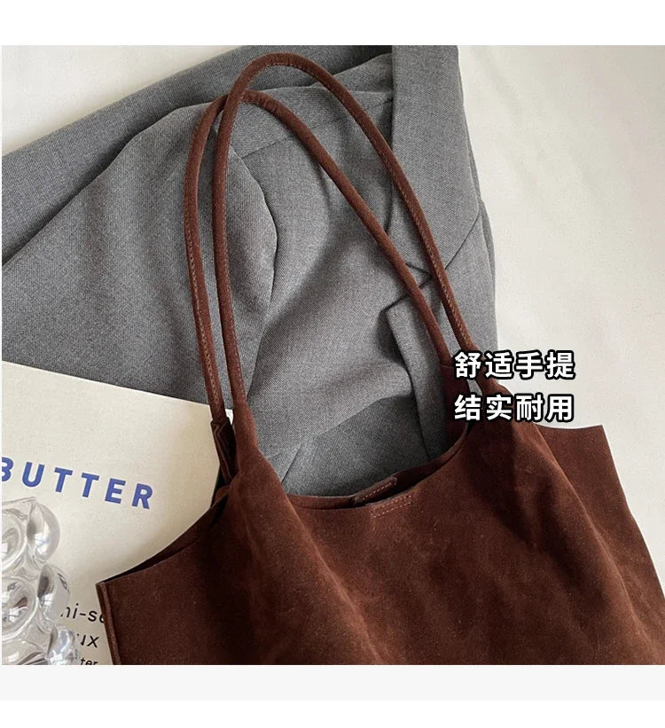 Shoulder suede tote bag