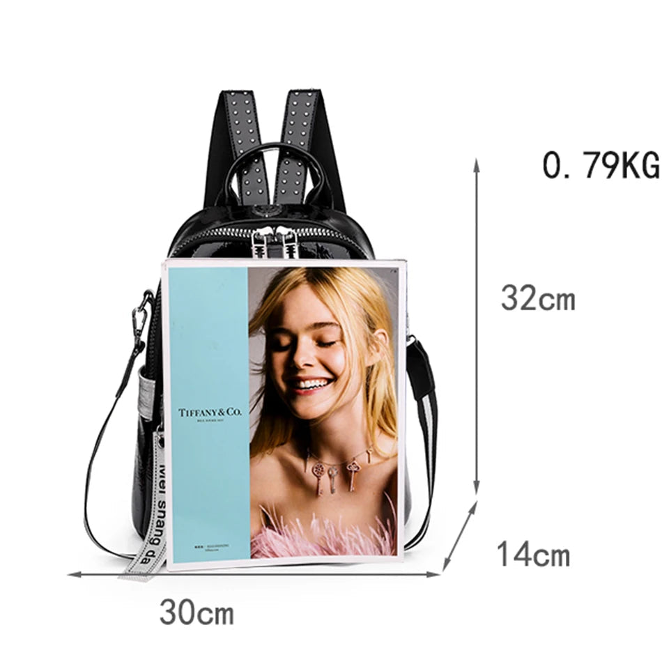 Women’s black leather backpack