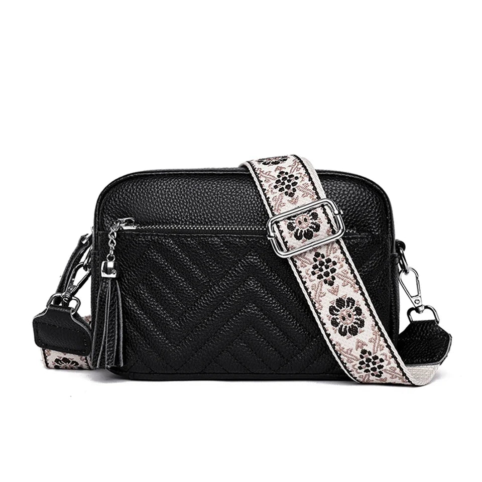 Textured leather crossbody bag